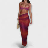 Jane - Crop Top & Saia Overskirt com Gradiente Elegante