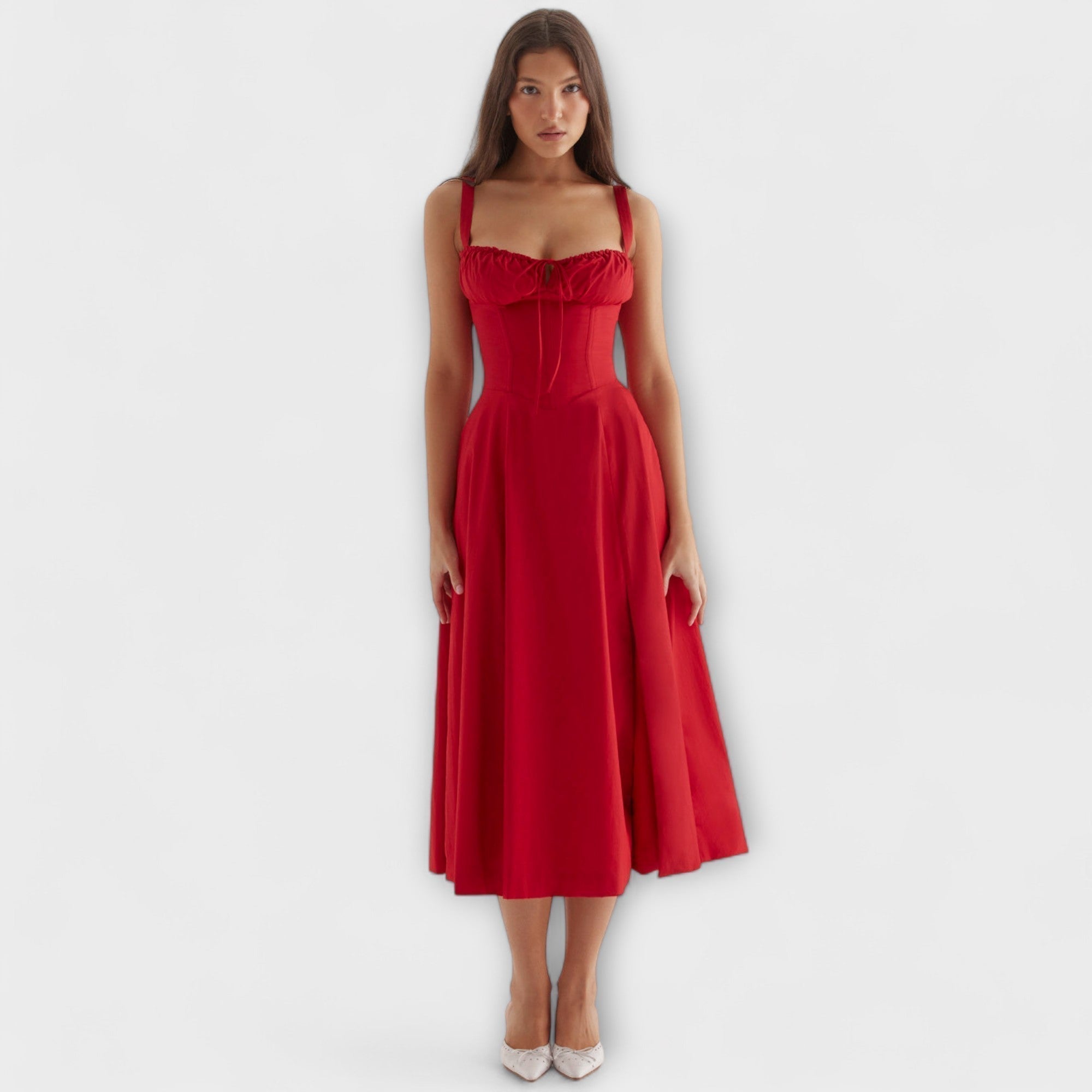 Zipporas - Vestido Bustier Ajustado com Estampa Moderna de Flores de Primavera