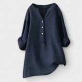 Rosmarie™ | Blusa de Linho com Decote em V e Botões