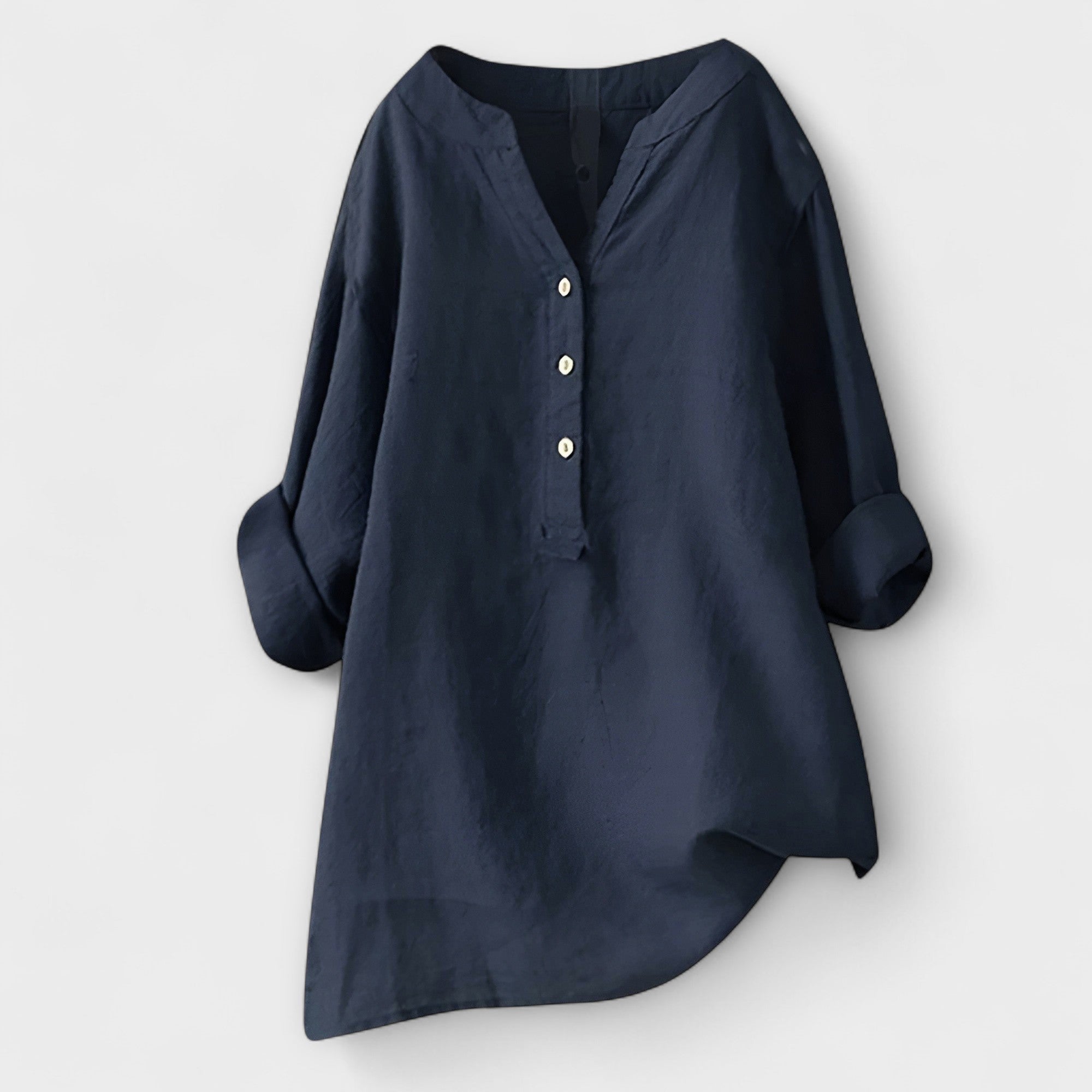 Rosmarie™ | Blusa de Linho com Decote em V e Botões