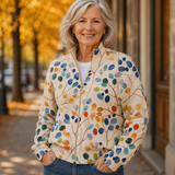 Claudia™ | Cardigan com Folhas em Aquarela