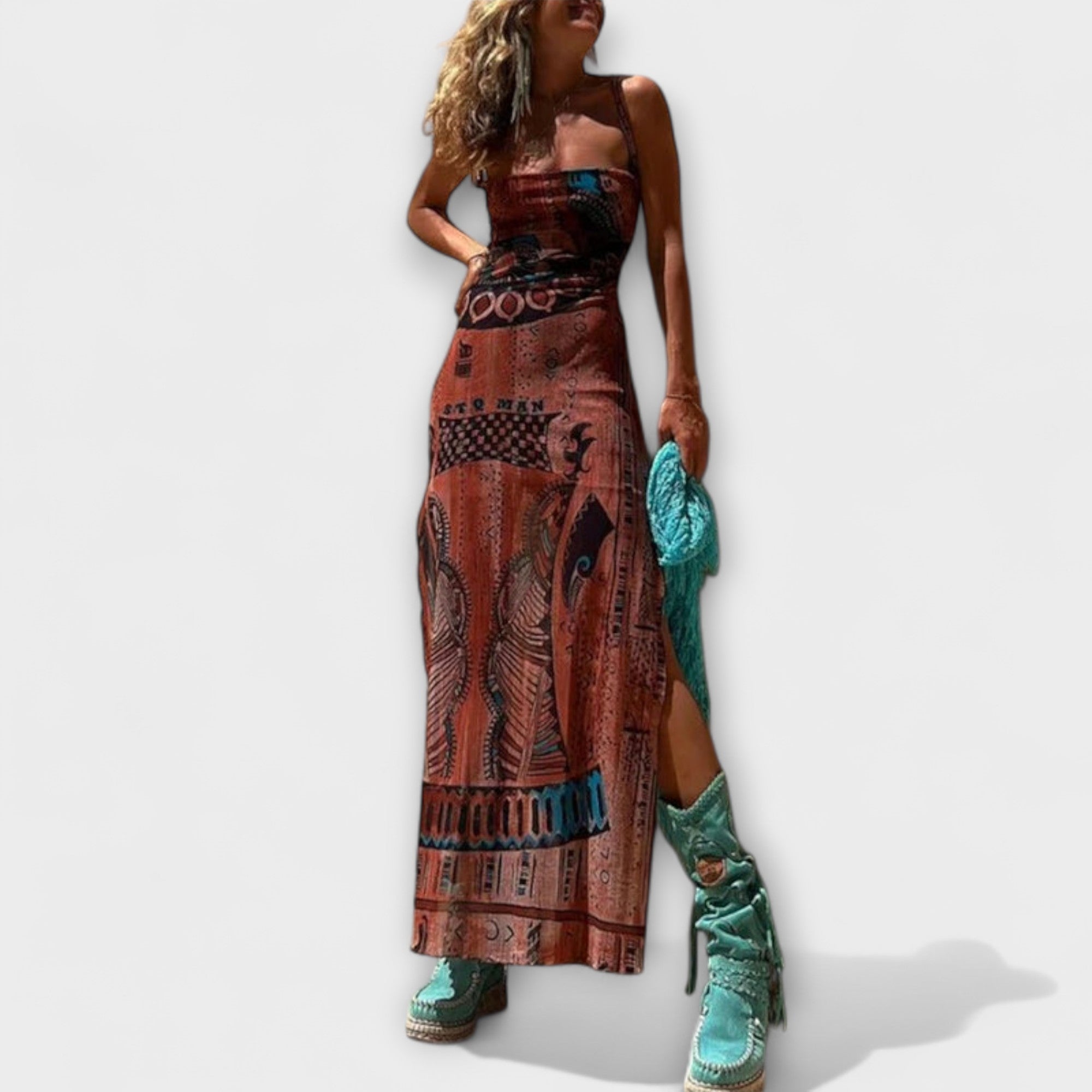Taxa - Vestido Midi Único com Decote Cowl