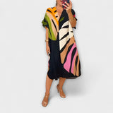 Roos - Vestido Casual com Estampado de Folhas Coloridas