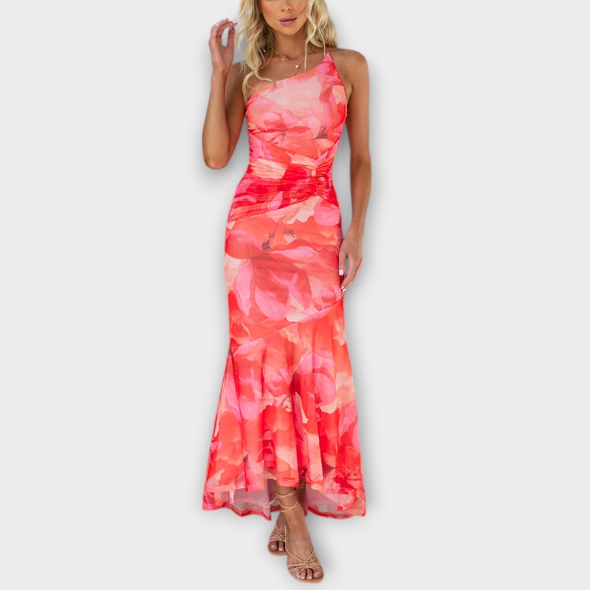 Pia - Vestido maxi com drapeado lateral