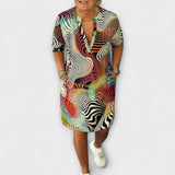 Liora - Vestido Colorido com Decote em V
