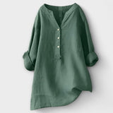 Rosmarie™ | Blusa de Linho com Decote em V e Botões