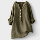 Rosmarie™ | Blusa de Linho com Decote em V e Botões
