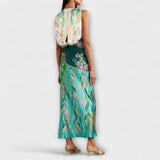 Aisling - Elegante Vestido Maxi de Flores Drapado Torcido