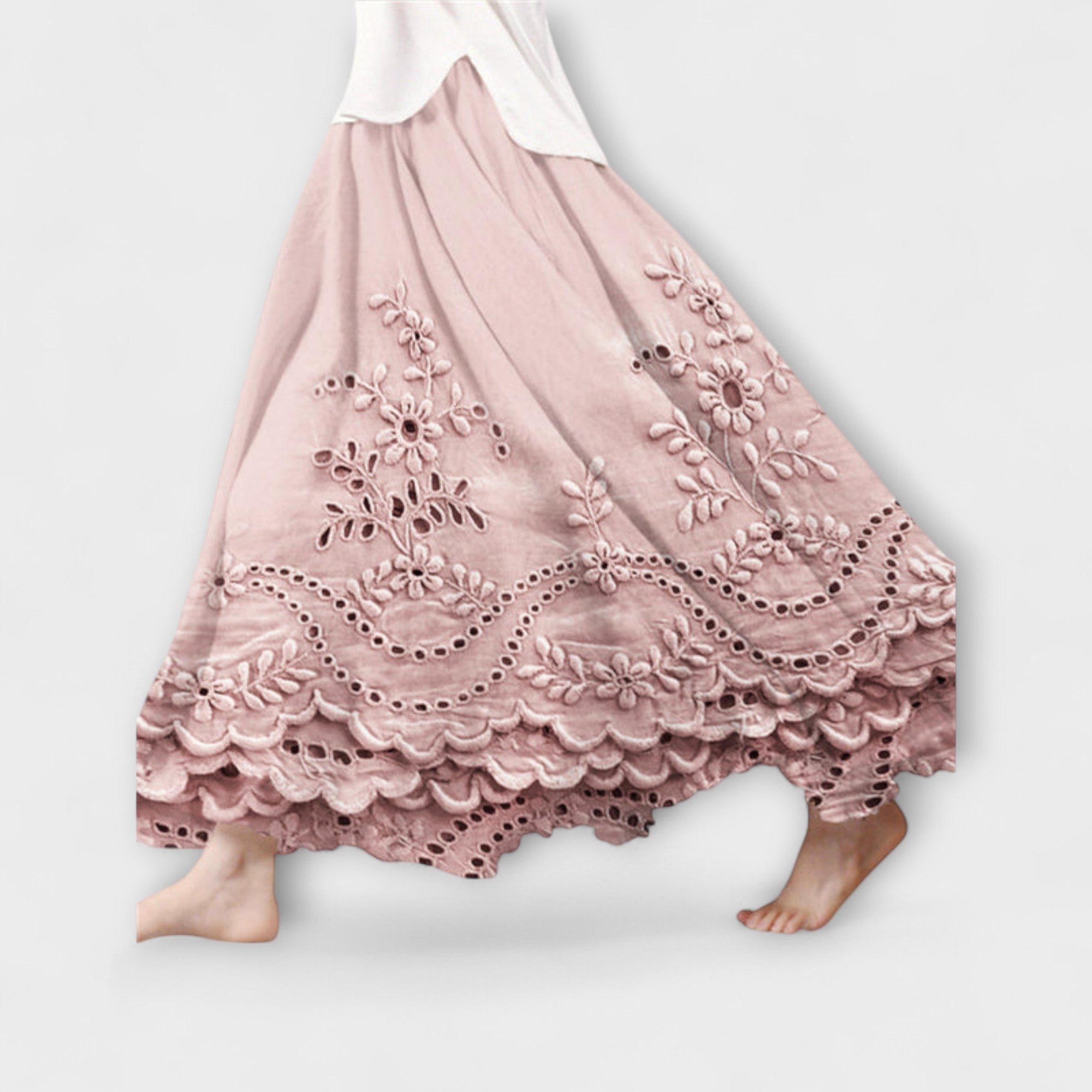 Luna – Saia Maxirock Boho com Bordado