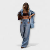 Blair - Conjunto de Denim sem mangas de corte largo