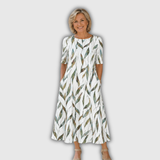 Sarah | Vestido Midi Floral Sem Esforço com Corte em A