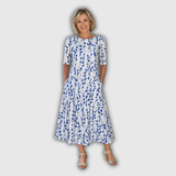 Sarah | Vestido Midi Floral Sem Esforço com Corte em A