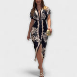 Cleo – Vestido Midi Dolman com Estampa Brasileira