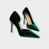Bella - Saltos Stiletto em Veludo Verde