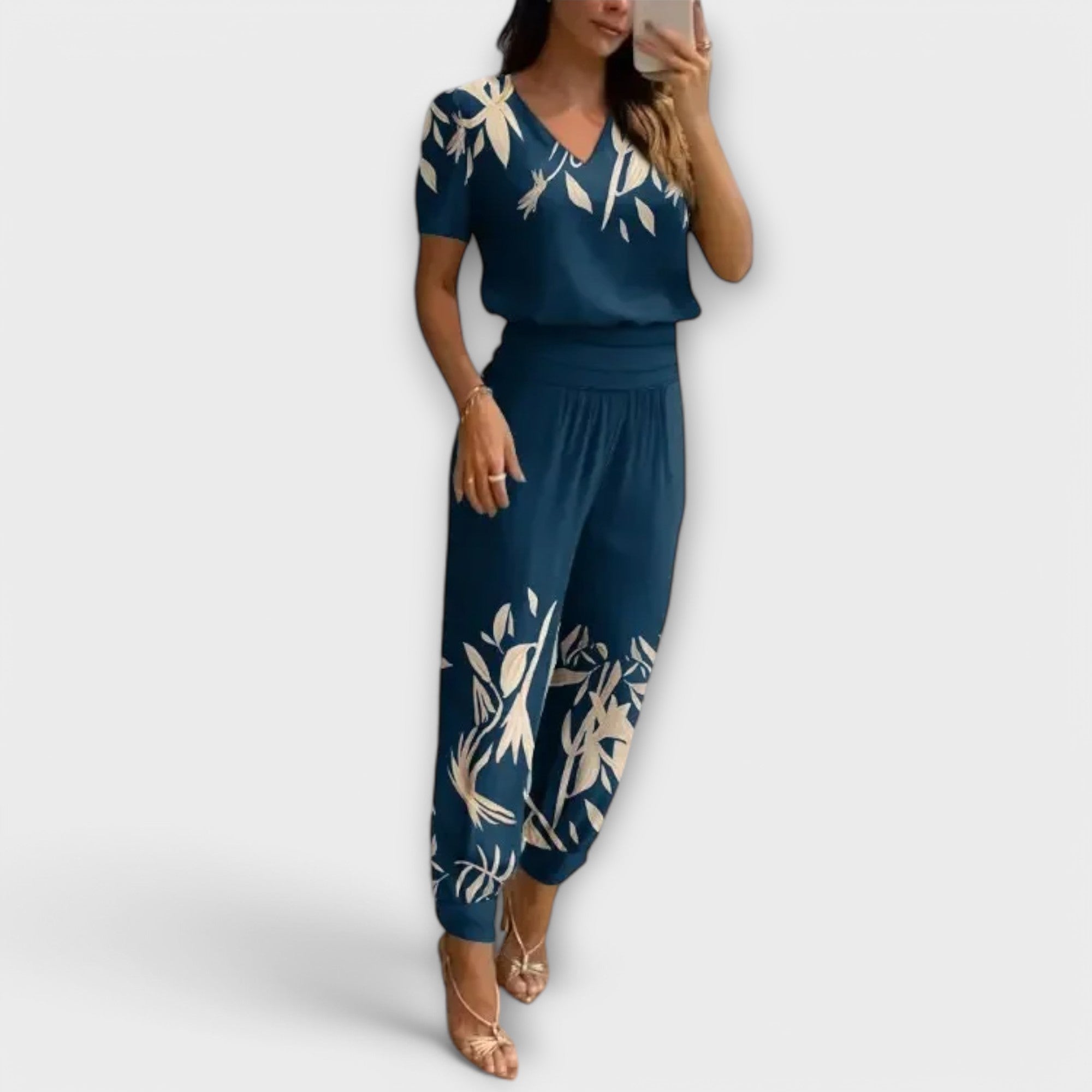 Irmelinda - Conjunto Elegante de Blusa e Calças