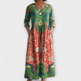 Celestine - Vestido Maxi com Padrão Floral Vintage