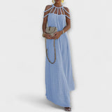Briar - Um elegante vestido maxi em tecido misto com tranças drapeadas
