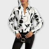 Edith - Blusa elegante de mangas longas com decote em V