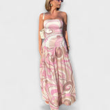 Tatum - Deslumbrante vestido maxi sem mangas em tons pastel