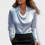 Meli - Blusa Brilhante com Gola Pregueada