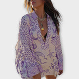 Liv - Conjunto de Camisa e Calções em Satin com Franja