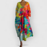 Anastasia - Vestido Colorido com Decote em V