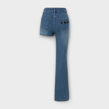 Astra - Calções de Denim assimétricos e trendy com alça de ombro
