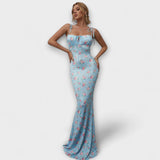Thalia - Vestido de Festa com Estampado Floral e Alças Amarradas