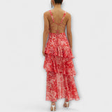 Domenica - Vestido de Chiffon com Decote em V e Camadas Fluidas