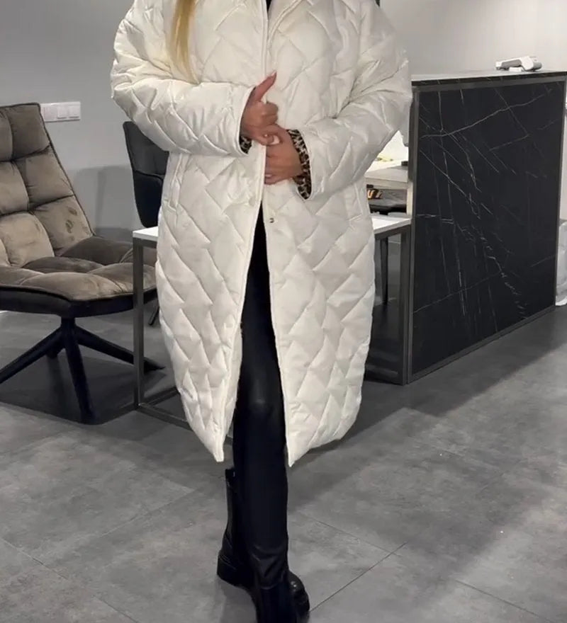 Kendall | Casaco de Inverno elegante e que realça a figura – Quente sem volume, com forro de Leopardo