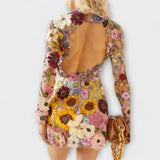 Dolores - Vestido com padrão de flores 3D