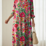 Hildegard | Vestido Maxi com Padrão de Flores em Aquarela