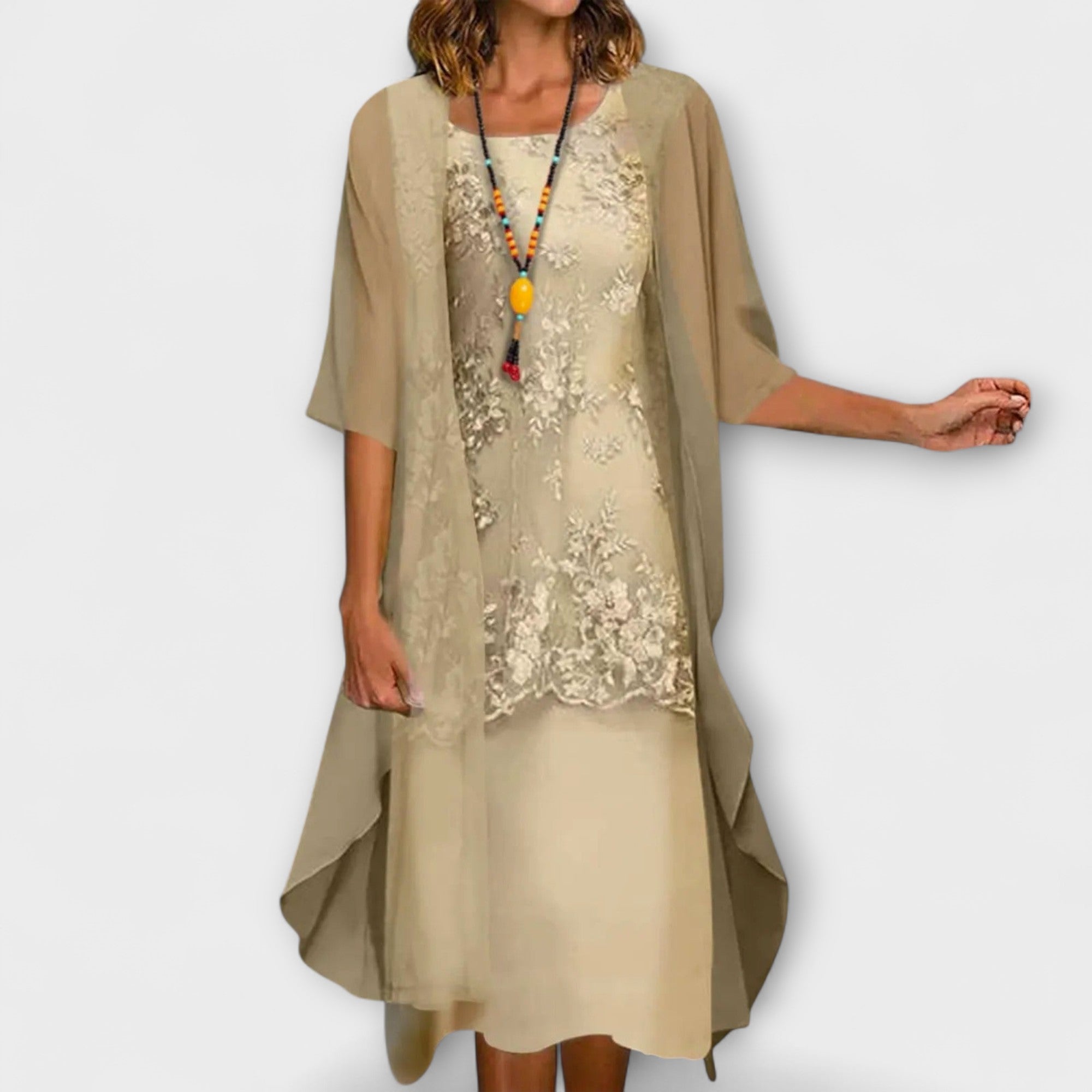Danielle - Elegante vestido de chiffon em duas peças