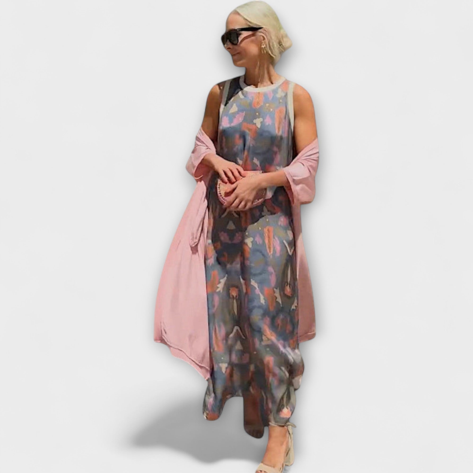 Elveria – Vestido Maxi com Cardigan a Condizer