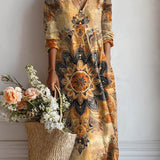Helga | Vestido Boho com Mandala em Ocre