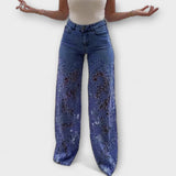 Jeans de Patchwork com Renda Trendy