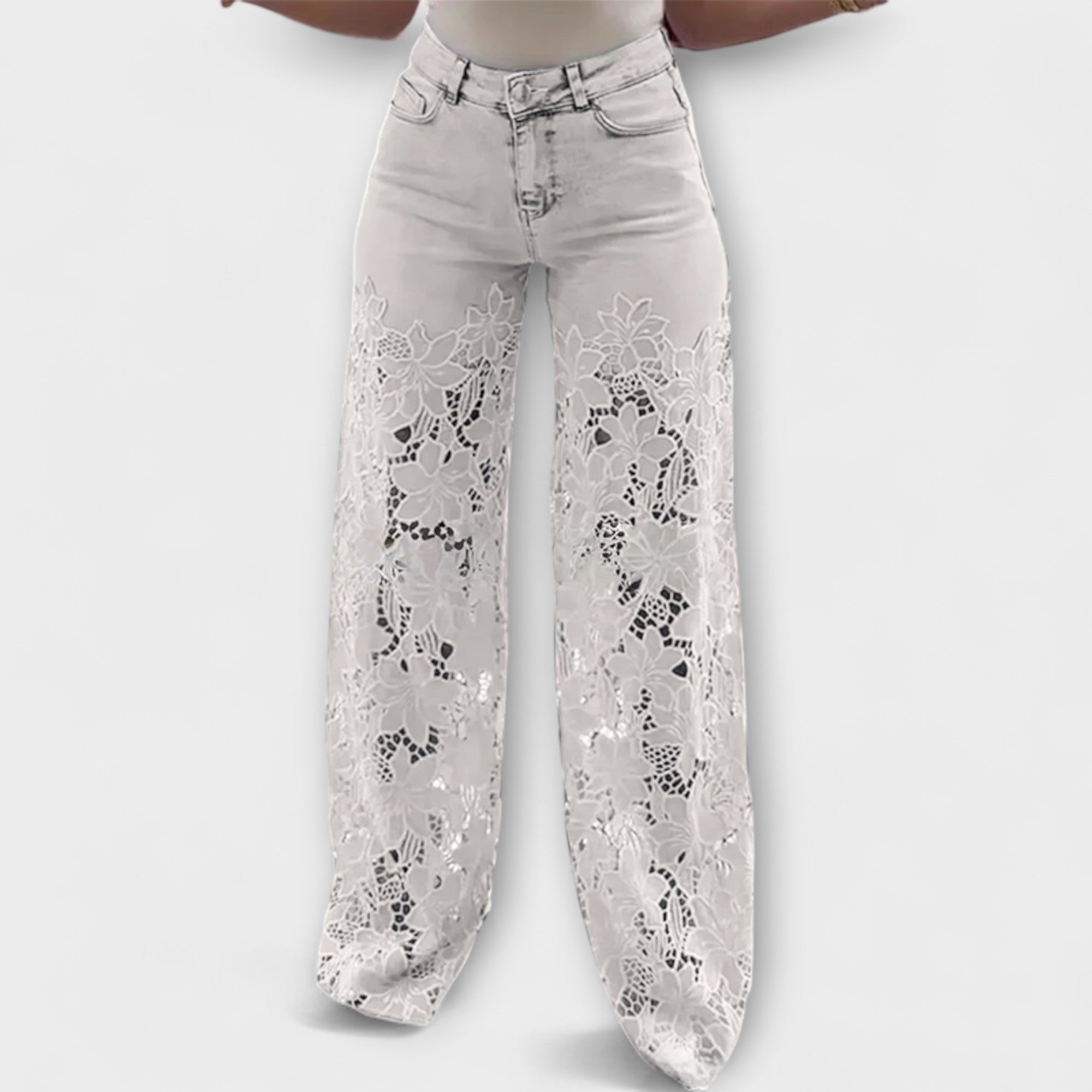 Jeans de Patchwork com Renda Trendy