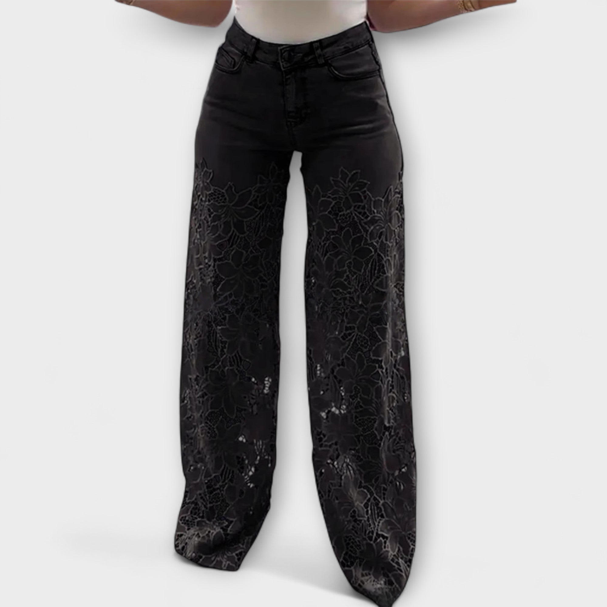 Jeans de Patchwork com Renda Trendy