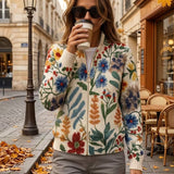 Heike™ | Cardigan com Flores de Folclore