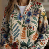 Heike™ | Cardigan com Flores de Folclore