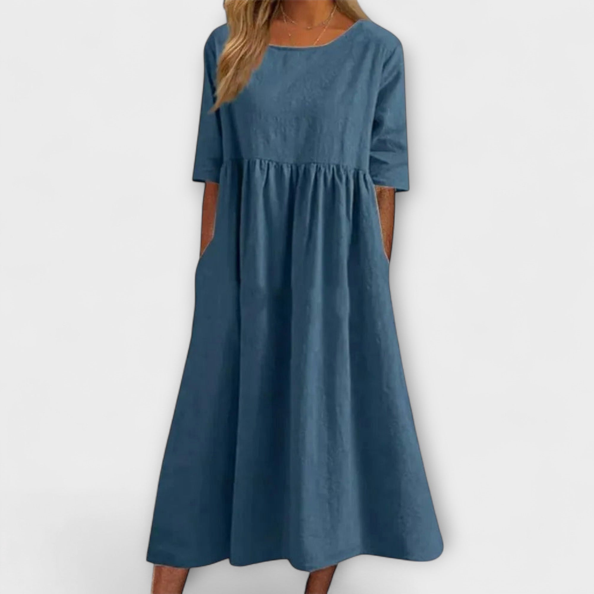 Anja | Vestido Midi de Verão com Corte Império e Bolsos