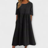 Anja | Vestido Midi de Verão com Corte Império e Bolsos