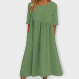 Anja | Vestido Midi de Verão com Corte Império e Bolsos