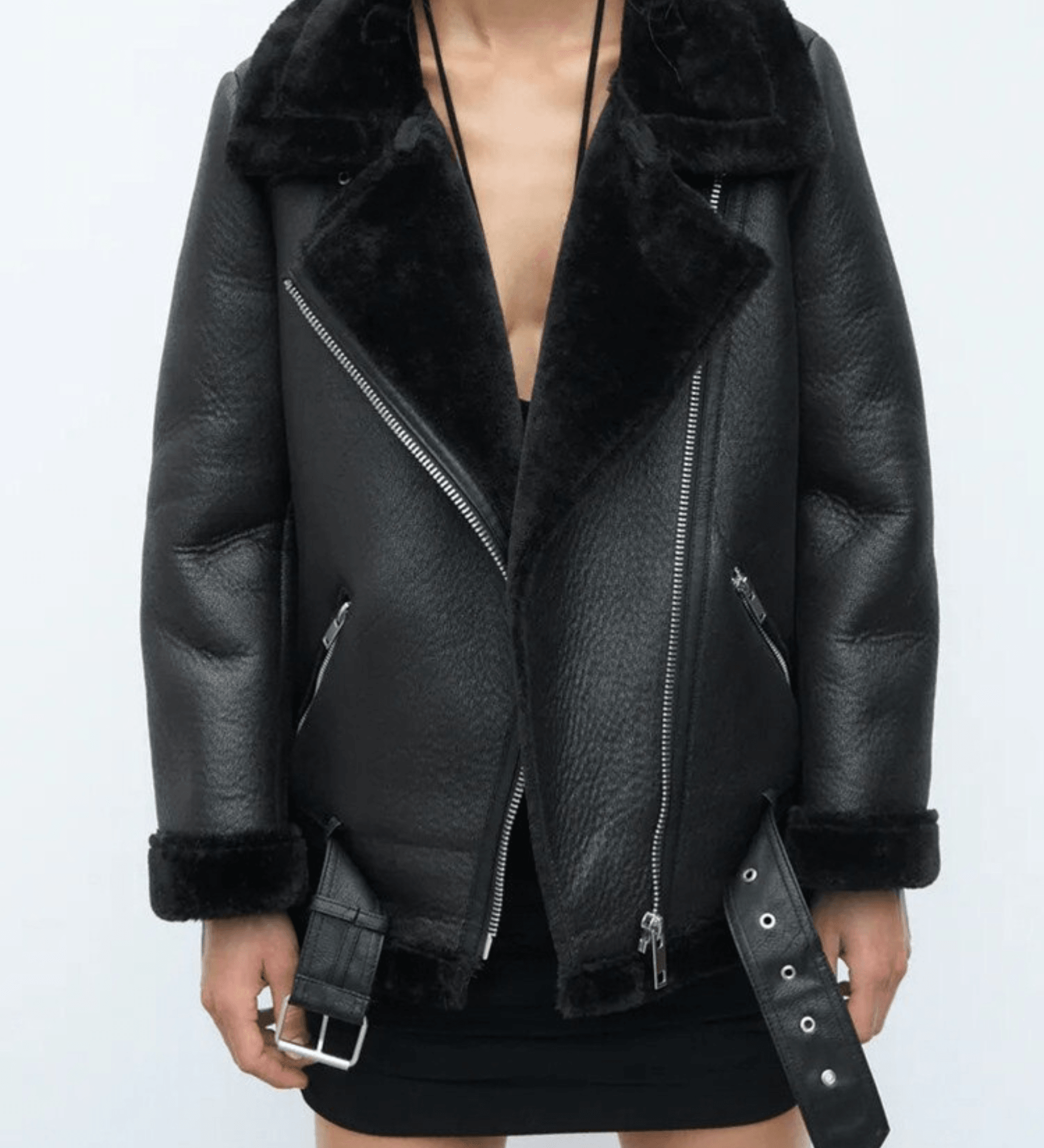 Gunhild | Casaco de Biker Forrado com Gola de Pelo