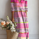 Ute | Vestido Midi com Estampa de Pincel
